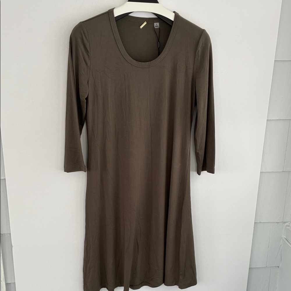 T Tahari Olive Long Sleeve Dress Medium
